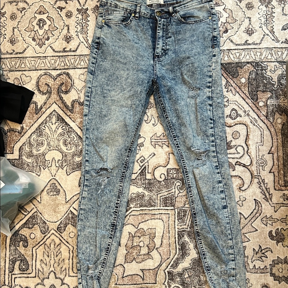 Trendy Blue Acid Wash Skinny Jeans
